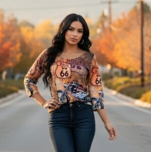 Route 66 Graphic Women's Top Size Small